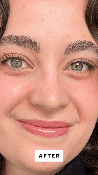 Felbin after applying the Well People Expressionist Curling Mascara