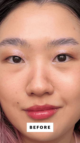 Han before applying the Lancôme Lash Idôle Curl Goddess Mascara